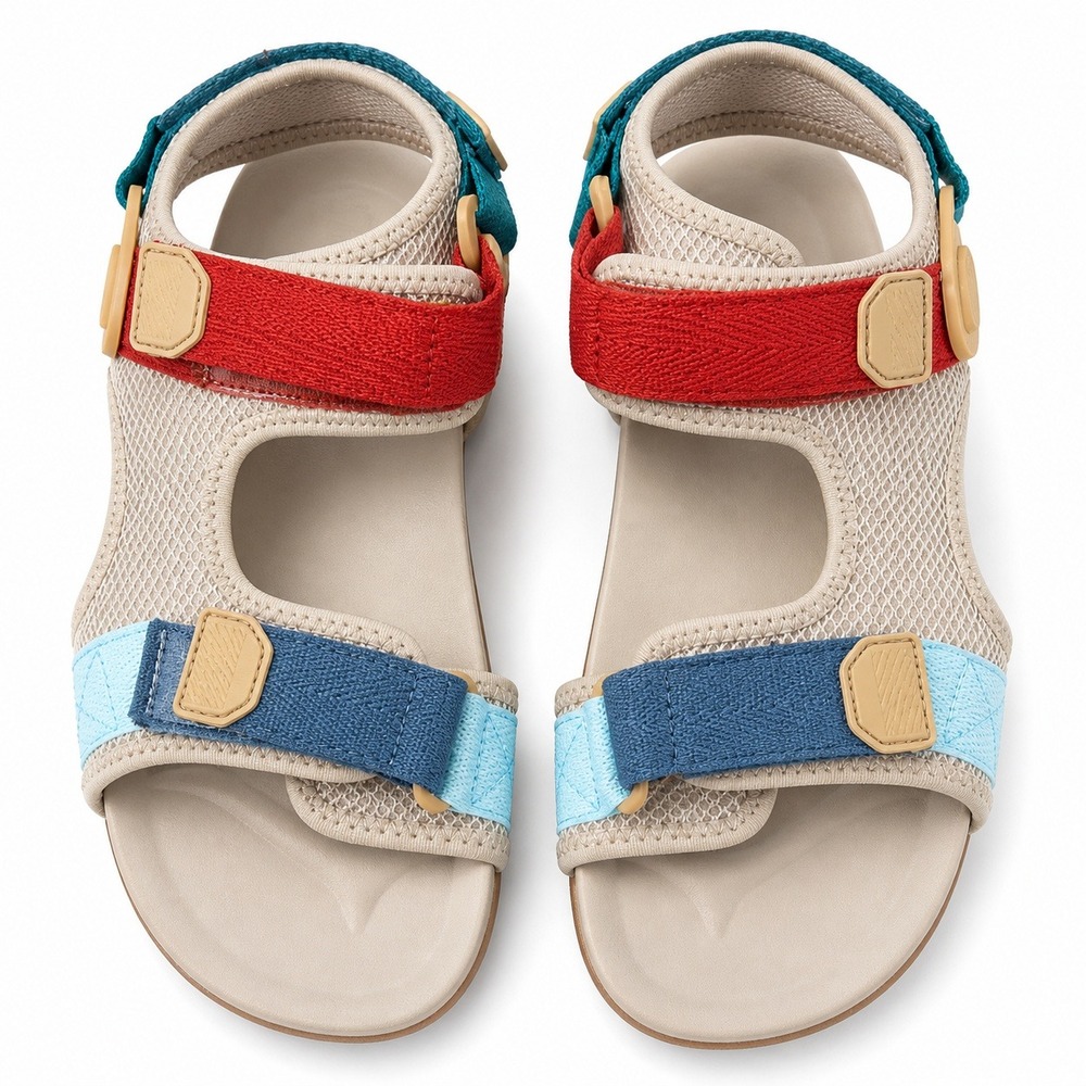 Zara‎ Kids Girls Size 33 Sport Sandals Beige Red Blue Colorblock Casualcore